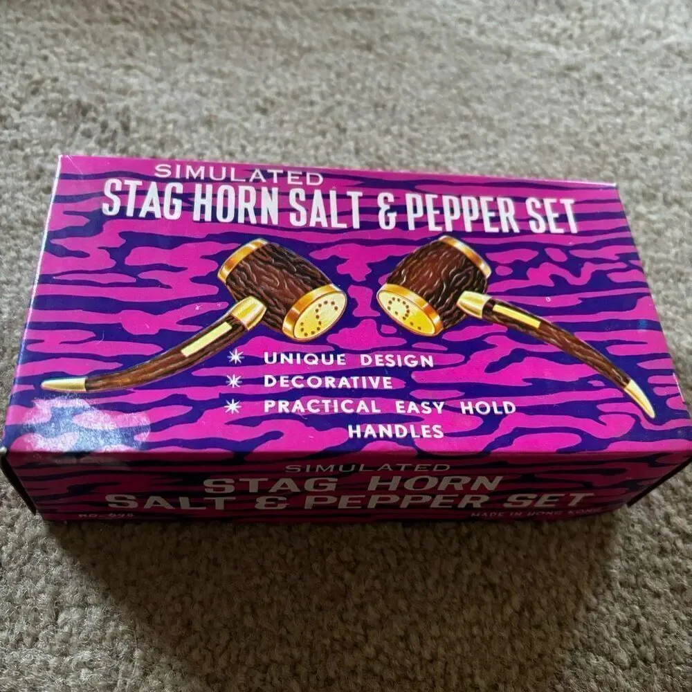 Simulated Stag Horn Salt & Pepper Set *Nice*